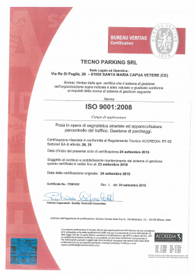 Certificazione ISO 9001:2008 - Tecno Parking Srl